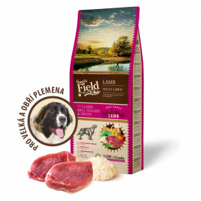 13 kg, Sam's Field Low Grain Adult Large Lamb - Free Range, superprémiove granule pre dospelých psov veľkých a obrích plemien s jahňacím z voľného chovu, (Sams Field bez pšenice)