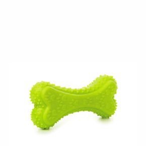 JK TPR - kosť zelená, odolná (gumová) pískacia hračka z termoplastickej gumy