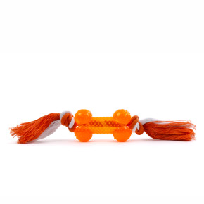 JK Bavlnený uzol s kosťou - oranžový 8,5 cm