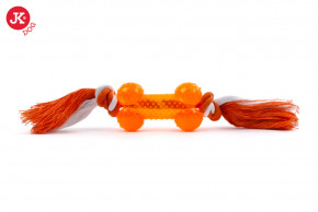 JK ANIMALS hračka TPR Bavlnený uzol s kosťou - oranžový | © copyright jk animals, všetky práva vyhradené