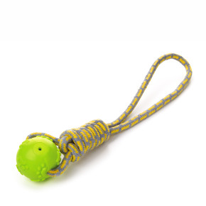 JK Bavlnené preťahovadlo s TPR zelenou loptou, odolná (gumová) hračka z termoplastickej gumy