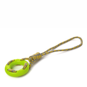 JK Bavlnené preťahovadlo s TPR zeleným krúžkom, odolná (gumová) hračka z termoplastickej gumy