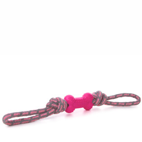JK Bavlnené preťahovadlo s TPR ružovou kostí, odolná (gumová) hračka z termoplastickej gumy