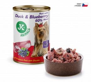 JK ANIMALS Duck & Blueberry, Premium Paté with Chunks | © copyright jk animals, všetky práva vyhradené