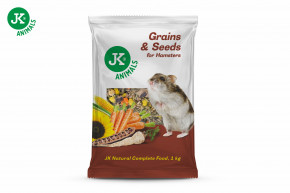 JK ANIMALS Zrniny a semienka pre škrečky, 1 kg, kompletné krmivo pre malé hlodavce © copyright jk animals, všetky práva vyhradené