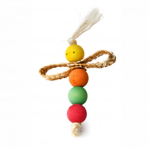 Hračka vážka z dreva a slamy, 16 cm, hračka pre hlodavce