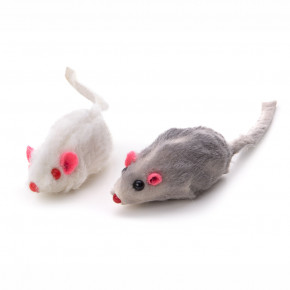 Malé myšky, 12 ks, chlpatá hračka pre mačky z pravej králičej kožušiny