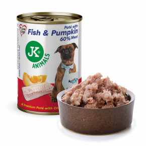 JK Premium Fish & Pumpkin, Paté with Chunks, 60 % Meat, ryba s tekvicou, prémiová konzerva pre psov, 400 g