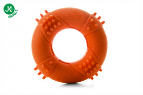 JK ANIMALS, kruh s pichliačmi a pískacia kosť z TPR gumy, oranžová, veľmi odolná hračka © copyright jk animals, všetky práva vyhradené