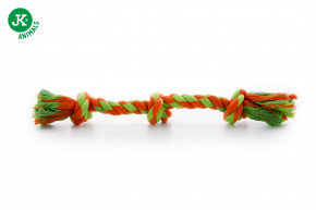 JK ANIMALS, bavlnený uzol (3 uzly), bavlnená hračka pre psov, ideálna pre aktivní hru, zeleno-oranžový, 35 cm © copyright jk animals, všetky práva vyhradené