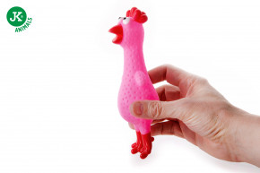 JK ANIMALS, vinylová sliepočka, ružová pískacia hračka pre psov, ideálna pre aktívnu hru, 18 cm © copyright jk animals, všetky práva vyhradené