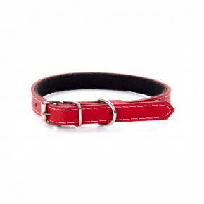 Kožený obojok JK Classic pre psov, 1,4×40 cm, červený
