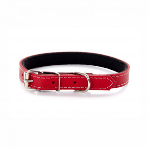 Kožený obojok JK Classic pre psov, 1,6×45 cm, červený