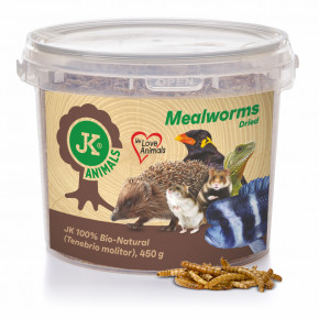 Sušenie múčne červy JK Dried Mealworms vo vedre, 450 g, (Tenebrio Molitor)
